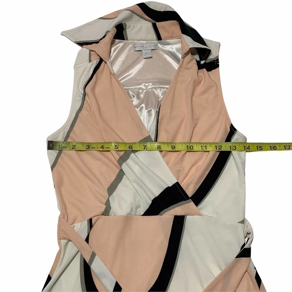NEW York & Company Pink Abstract Wrap Dress